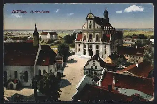 AK Altötting, St. Annakirche mit Strassenpartie