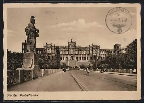 AK München, Maximilianeum mit Strassenpartie