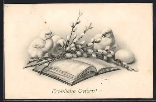 Künstler-AK M.Munk Nr. 576: Fröhliche Ostern, Küken