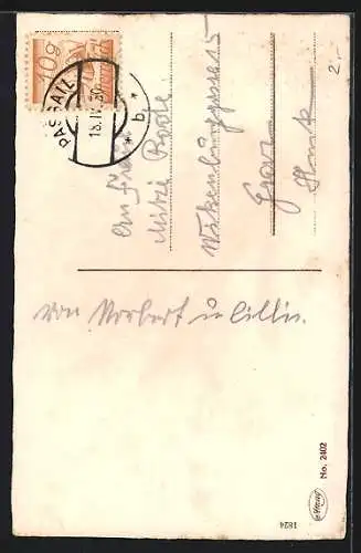 AK Osterkükenpaar mit Ostereiern, Ostergruss