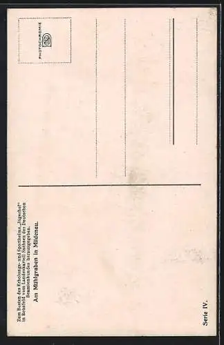 Künstler-AK Photochromie Mildenau, Partie am Mühlengraben