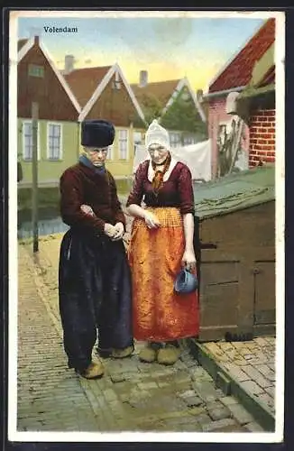 AK Photochromie Serie 399 Nr. 5330: Volendam, Paar in Volkstracht