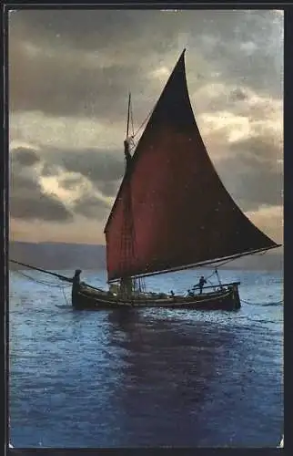 AK Photochromie NR 1852: Segelschiff auf dem Meer