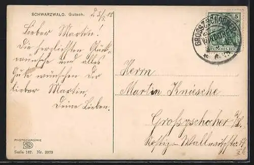 AK Gutach / Schwarzwaldbahn, Wohnhäuser in Frühlingslandschaft