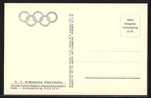 AK Berlin, Reichssportfeld, Olmypia 1936, Olympia-Stadion, Schwimmstadion