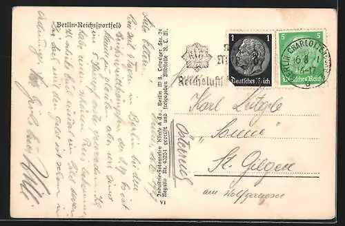 AK Berlin, Reichssportfeld, Olympiastadion aus der Vogelschau