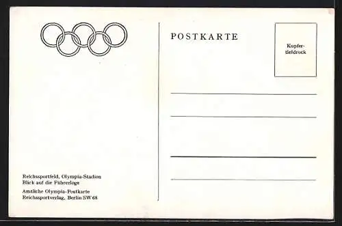 AK Berlin, Olympia-Stadion, Blick auf die Führerloge