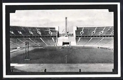 AK Berlin, Olympiade 1936, Reichssportfeld, Olympia-Stadion mit Blick auf den Glockenturm