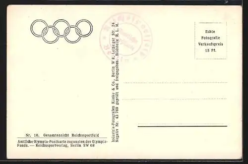 AK Berlin, Reichssportfeld, Olympiastadion, Luftbild