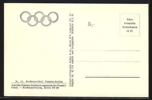 AK Berlin, Reichssportfeld, Olmypia 1936, Olympia-Stadion, Schwimmstadion