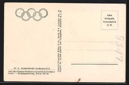 AK Berlin, Gesamtansicht des Reichssportfeld, Fliegeraufnahme