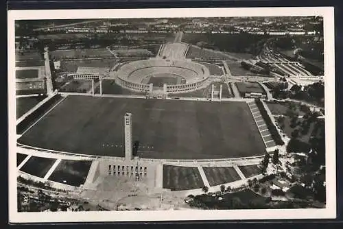 AK Berlin, Gesamtansicht des Reichssportfeld, Fliegeraufnahme