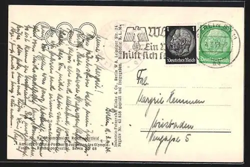 AK Berlin, Gesamtansicht des Reichssportfeld, Fliegeraufnahme
