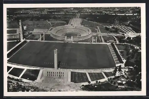 AK Berlin, Gesamtansicht des Reichssportfeld, Fliegeraufnahme