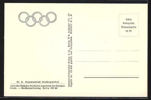 AK Berlin, Gesamtansicht des Reichssportfeld, Fliegeraufnahme