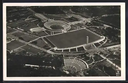 AK Berlin, das Reichssportfeld mit Dietrich-Eckardt-Bühne aus der Luft gesehen