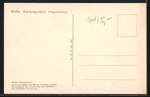 AK Berlin, Fliegeraufnahme des Reichssportfelds