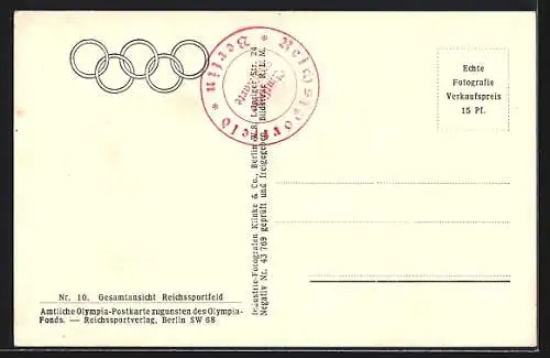 Foto-AK Berlin, Gesamtansicht Reichssportfeld mit Osttor und Maifeld