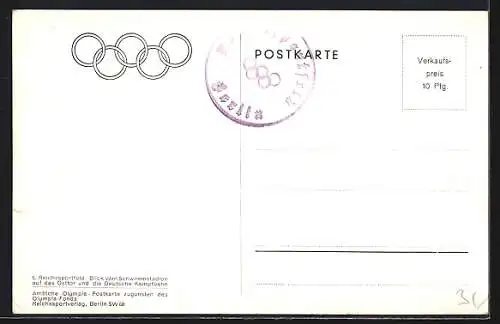 AK Berlin-Westend, Reichssportfeld, Olympiastadion vom Schwimmstadion gesehen