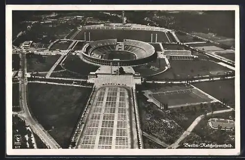 AK Berlin, Reichssportfeld, Olympia-Stadion von oben gesehen