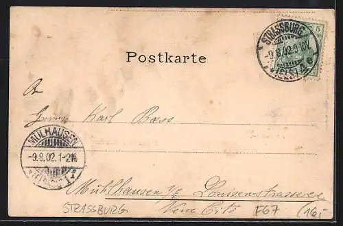 AK Strassburg-Neudorf, Polygonstrasse, Evang. Kirche, Kleber-Denkmal