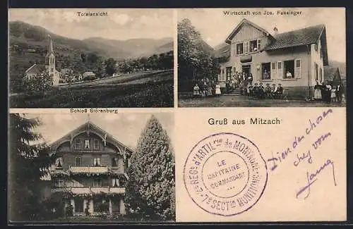 AK Mitzach, Gasthof von Jos. Fussinger, Schloss Störenburg