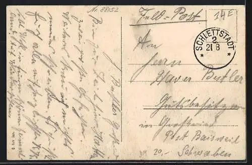 AK Lièpvre, Hotel zur Blume, Ortsansicht mit Hohkönigsburg
