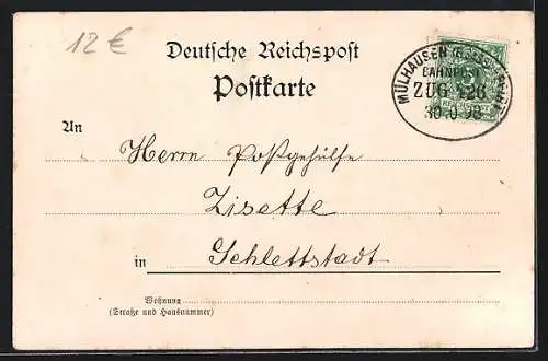 AK Alt-Pfirt, Gasthaus P. Blinf, Strassenpartie im Ort