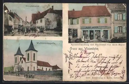 AK Winzenheim, Spezereihandlung und Blechnerei von Alois Meyer, Hauptstrasse