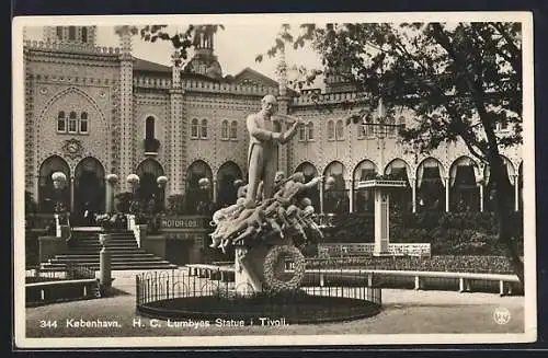 AK Kobenhavn, H. C. Lumbyes Statue i. Tivoli