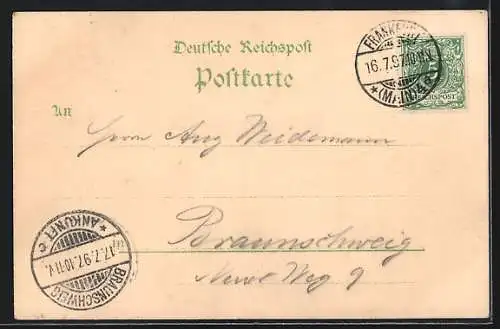 Lithographie Frankfurt-Westend, Drei Ansichten aus dem Palmengarten