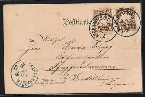 Lithographie Landau i. Pfalz, Schwanenteich im Ostpark