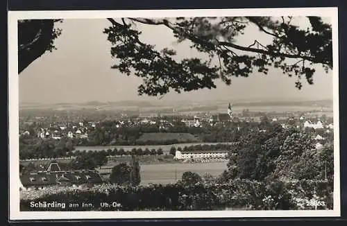 AK Schärding am Inn, Ortsansicht aus der Ferne, Oberdonau