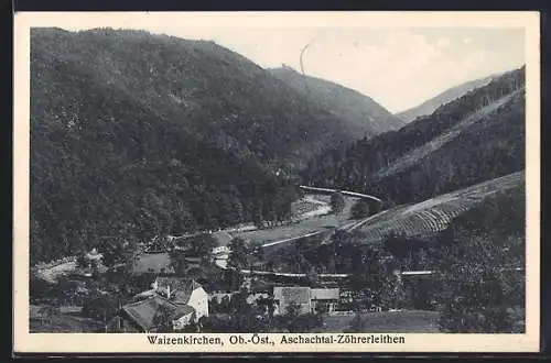 AK Waizenkirchen, Aschachtal mit Zöhrerleithen, Ruine Stauf