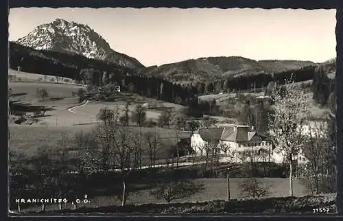 AK Kranichsteg /O.-Ö., Totalansicht von einen Berg aus