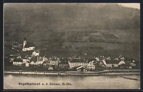 AK Engelhartszell /O.-Oe., Ortsansicht über die Donau