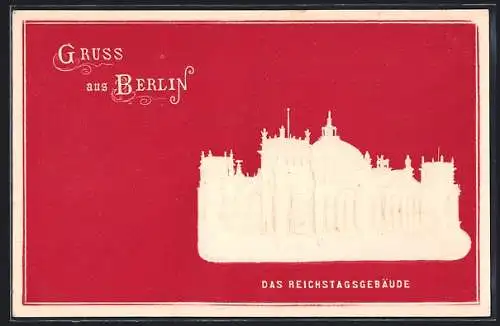 AK Berlin-Tiergarten, Das Reichstagsgebäude als Prägung