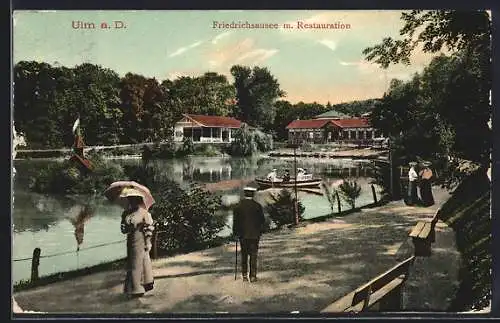 AK Ulm a. D., Friedrichsausee mit Restaurant