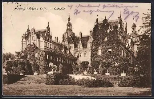 AK Muskau, Blick auf das Schloss, Ostseite