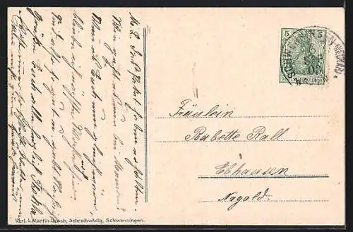 AK Schwenningen a. N., Teilansichten im Jahre 1878 und jetzt, Wappen