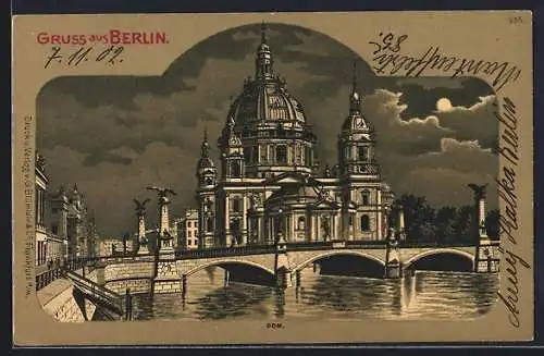 Mondschein-Lithographie Berlin, Totalansicht vom Dom