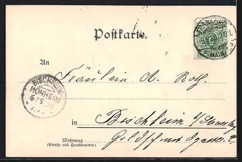 Lithographie Alt-Frankfurt, Eiserner Steg und Dom, Dampfer, Wappen