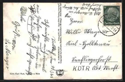 AK Volkach a. Main, Fliegeraufnahme der Ortschaft