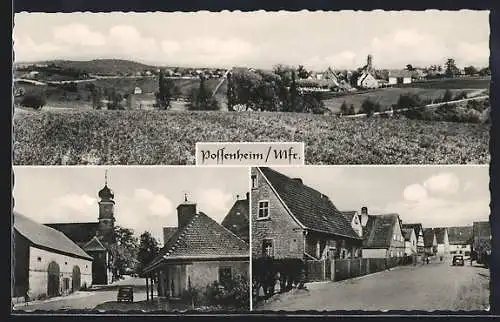 AK Possenheim /Mfr., Strassenpartie mit Kirchblick, Ortsansicht