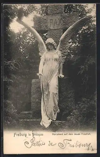 AK Freiburg im Breisgau, Monument auf dem neuen Friedhof