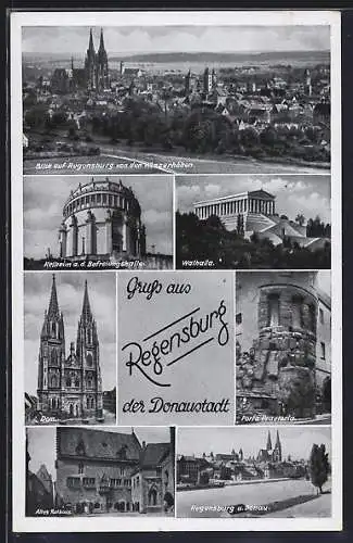 AK Regensburg /Donau, Walhalla, Dom, Porta Praefroia