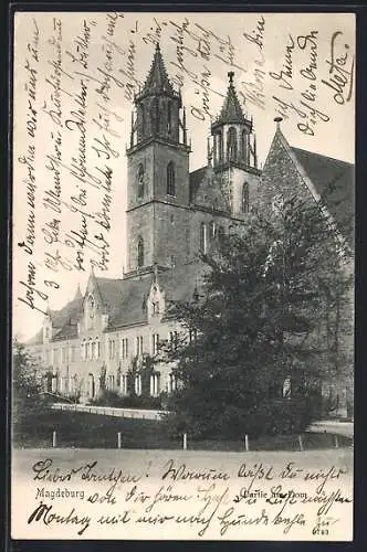 AK Magdeburg, Strassenpartie mit Dom