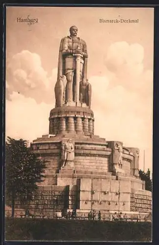 AK Hamburg-St.Pauli, Bismarck-Denkmal