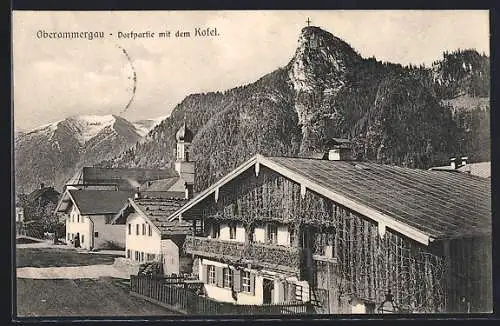 AK Oberammergau, Dorfpartie mit dem Kofel