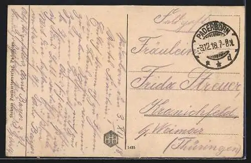 AK Paderborn, Rathaus mit Strassenpartie